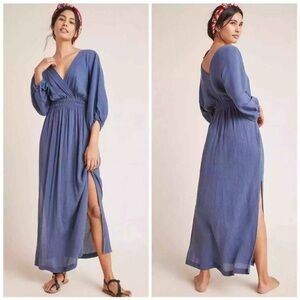 Nami V-neck maxi dress blue long Mara Hoffman